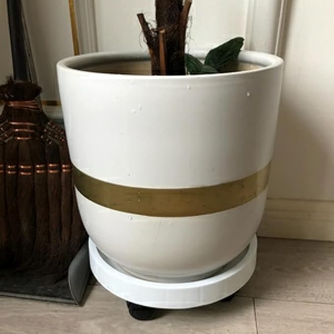 9.8 Inch Heavy Duty Plant Caddie with Wheels,Rolling Plant Stand Pot Trolley,Wheeled Planter Saucer Tray,Potted Flower Mover Dolly with Casters Round Coaster for Indoor Outdoor
