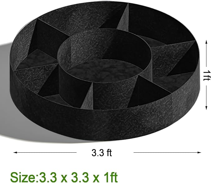 Fabric Raised Garden Bed, Plant Grow Bags, 3x3x1 Ft Large Round Raised Garden Bed for Growing Vegetables Potatoes Flowers Planting Container for Outdoor Gardening (5 Grid, 3.3 * 3.3 * 1 ft)