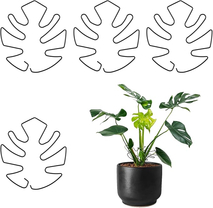 4 PCS Monstera Plant Support, Plant Support Stakes for Indoor Plants Plant Stem Support Metal Monstera Plant Stabilizer Holder Plant Clips for Climbing Plants Support for Thriving Growth