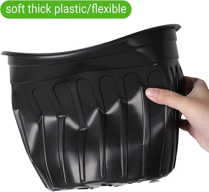 24 Pack 2 Gallon Nursery Pots, Thickened Soft Black Plastic Plant Pots with 24Pcs Waterproof Plastic T-Type Plant Tags and 2Pcs/Set Transplanting Digging Mini Tools