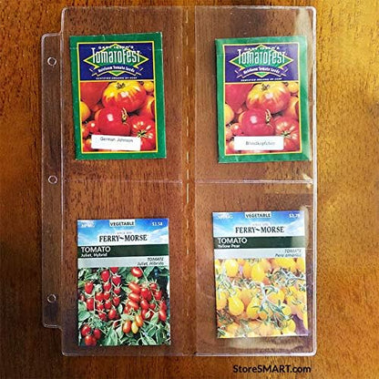 StoreSMART Seed Packet Binder Page - 4 Pockets per Page. 10-Pack. VP201-SEED-10