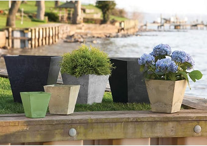 Root & Vessel, ArtStone 35120 Ella Square Planter, Grey, 12-Inch