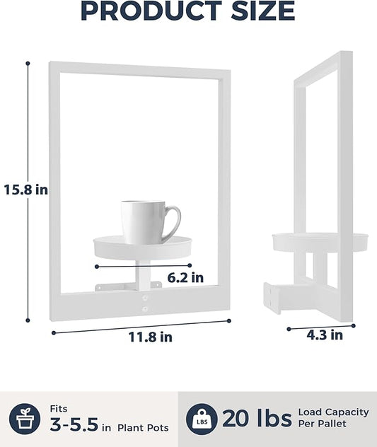 Bamworld White Plant Stand Indoor, Plant Hanger Wall Planters for Indoor Plants Window Plant Shelves Plant Holder Wall Decor, Room Decor (Patent Design)
