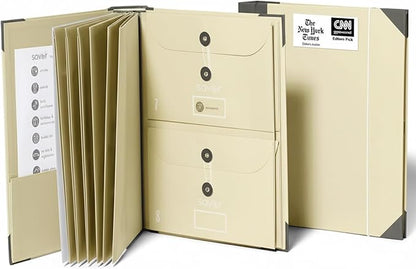 The Folio® Important Document Organizer by Savor | Binder with Guided Labels, Acid-Free File Folder Organizer with 10 Pockets, Document Holder for Home Records, Legal and Medical Papers (Slate)