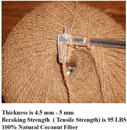 Coconut Fiber Twine Made of 100% Natural Coconut Fiber,Weight per Spool is 7 Lbs,and Length is + 1100 Feet,Thickness 5 mm