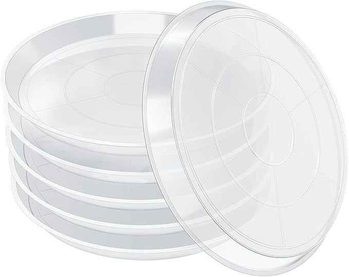 6 Pack Clear Plant Saucer, Durable Plant Drip Trays Saucers for Pots, No Holes Water Catcher Trays for Indoor Outdoor Planter, Sturdy Base Plate(8", Clear)