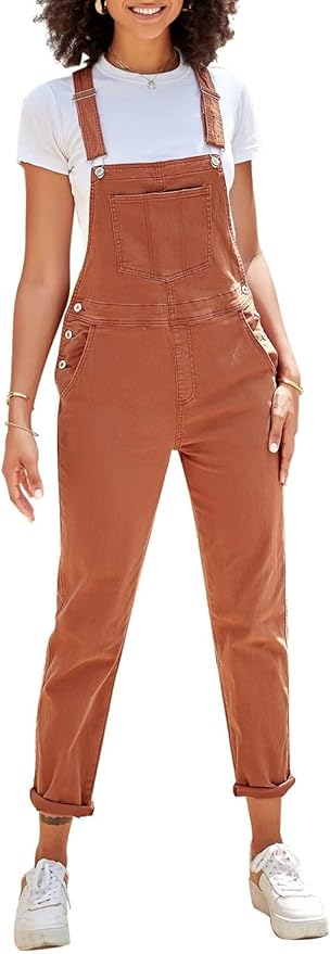 Vetinee Womens Classic Adjustable Straps Pockets Denim Bib Overalls Jeans Pants