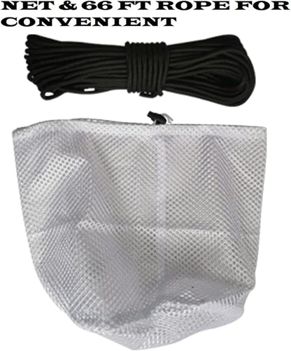 Shengyi Pond Rake - Steel Blades 16-32 inch Aquatic Weed Removal Tool, Double Sided Lake Weed Cutter with 66ft Rope