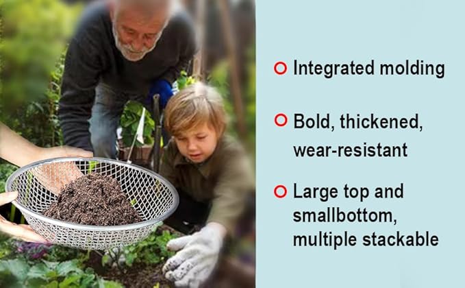 17''Soil Sifter for Gardening, Heavy Duty Rock Sifter,Compost Sifter Dirt Sifter,Captures Dirt Rocks Sawdust