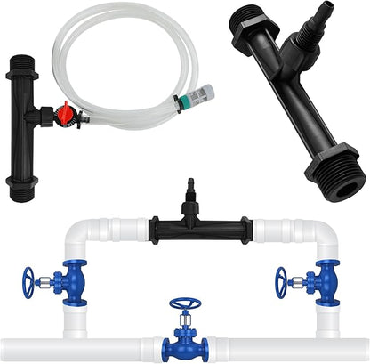 2Pcs 3/4 Inch Venturi Fertilizer Injector, Black Plastic Irrigation Mixer Tube, Agricultural Water System Device for Garden Farm Lawn