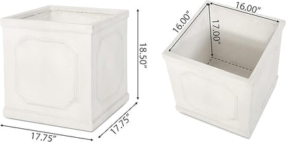 Burgos Outdoor Large Planter - Cast Stone - Antique White