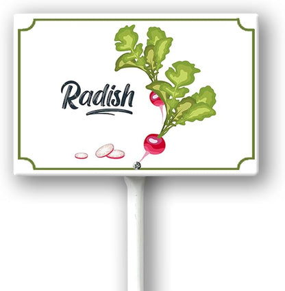 Boylee Vegetable Signs With Stake Radish Garden Signs For Vegetables Herb Garden Signs Garden Name Stakes For Plants 8x12inch Outdoor Indoor Herbs Flowers Potted Plants