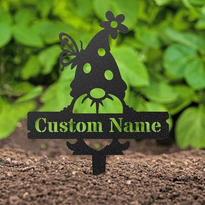 RealSteel Custom Gnome Plant Markers – Small Metal Garden Stakes for Herbs, Fruits & Vegetables | Weatherproof Seed & Plant Labels for Outdoor Gardens, Greenhouse & Farmhouse Decor | Type 2