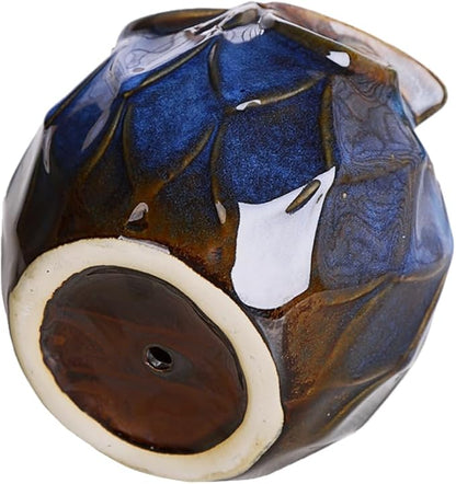GeLive Blue Owl Ceramic Succulent Planter with Drainage Hole Animal Plant Pot Tabletop Decoration Vase Window Box Indoor Outdoor Decor (Blue)