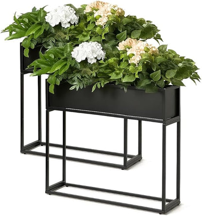 Cocoyard Elevated Planter Box - 28 Inch Durable Raised Garen Bed for Herbs and Flowers - Tall Rectangle Planter for Outdoor Plants & Patios & Balconies Gardening (Black, 28" H - 2 Pack)