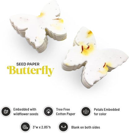 50pcs Large Yellow Butterfly Seed Paper – Plantable & Writable Wildflower, Gift for Mom This Mother’s Day, Use for Shower Favors, Weddings, Party Favors or Life Events