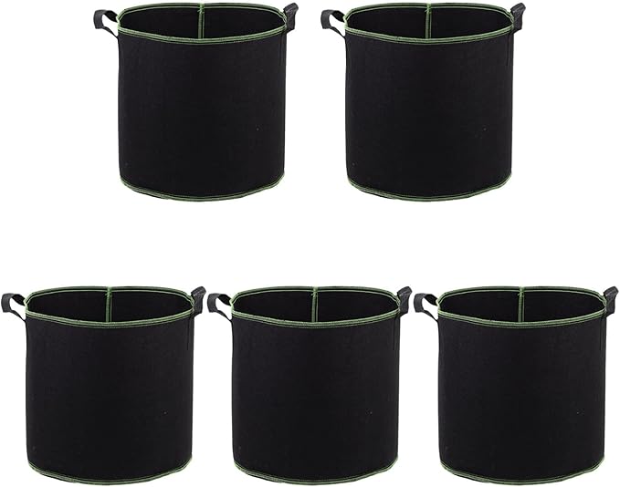 Tofficu 5 pcs Non Woven Breathable Plant Nursery Bags Ideal Vegetable Growing Plant Grow Bags Gardening