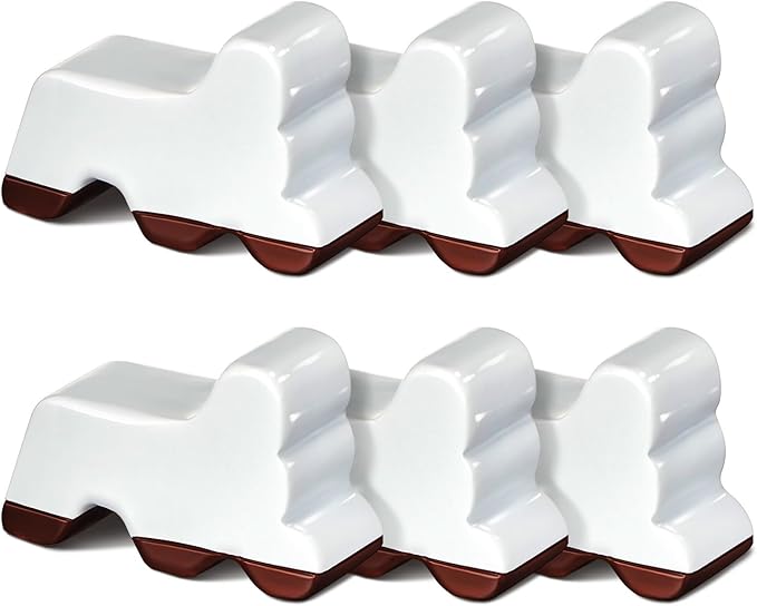 Kigeli 6 Pcs Resin Garden Pot Feet for Outdoor Planters 3 Inch Long 1.5 Inch Tall Flower Handmade Elevator Plant Feet Frost Proof Lifter for 14-20 in Pot (White,Classic)