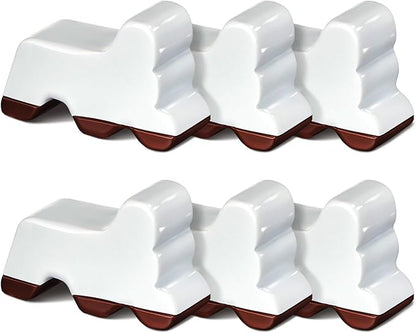 Kigeli 6 Pcs Resin Garden Pot Feet for Outdoor Planters 3 Inch Long 1.5 Inch Tall Flower Handmade Elevator Plant Feet Frost Proof Lifter for 14-20 in Pot (White,Classic)