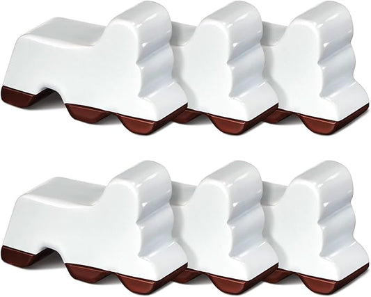 Kigeli 6 Pcs Resin Garden Pot Feet for Outdoor Planters 3 Inch Long 1.5 Inch Tall Flower Handmade Elevator Plant Feet Frost Proof Lifter for 14-20 in Pot (White,Classic)