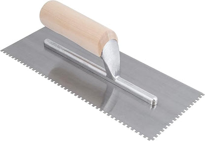 Roberts 1/8" x 1/8" x 1/8" Square-Notch Pro Wood Flooring Trowel with Wood Handle
