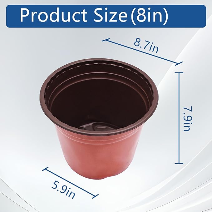 WFLNHB 100 Pack 8 Inch Nursery Pots Plastic Plant Pots Flexible Seedling Pot for Indoor and Outdoor Use