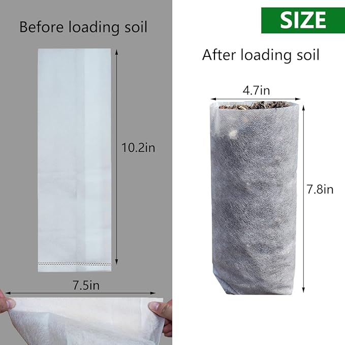 Belit 100 Pcs 10.2" H Deep Nursery Grow Bags, Non-Woven Plants Pots Container for Starting Rooted Plants Vegetable, Flower, Seedling Tree