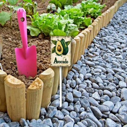 Uptell Vintage Aluminum Avocado Fruit Signs Yard Sign with Stake for Garden Fruit Garden Label Stakes Plant Markers for Outdoor Plants Waterproof 8x12 inch