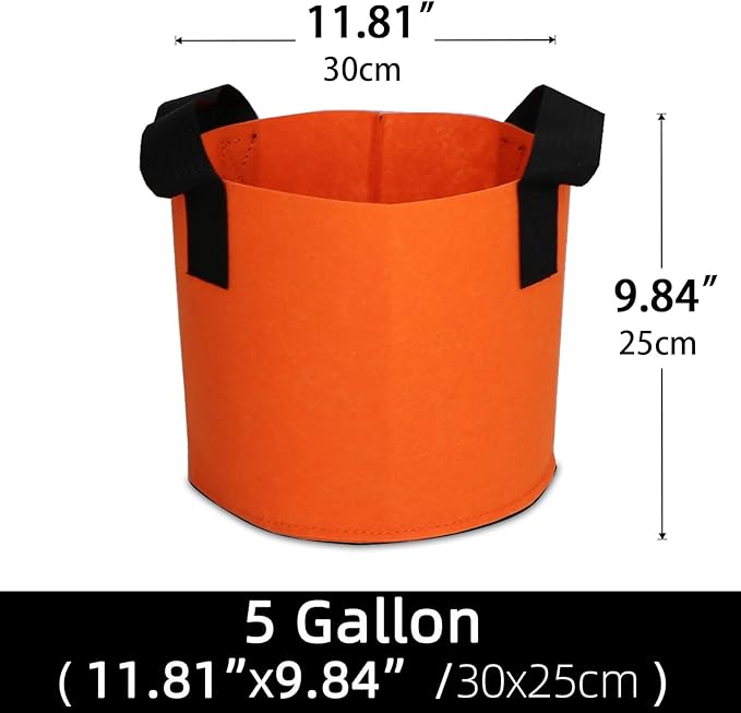 Grow Bags,Growing Pot Bags Garden Grow Bag Indoor Outdoor Fabric Aeration Plant Pot Container Flower Vegetable Pouch (Dark Orange,5 Gallon)