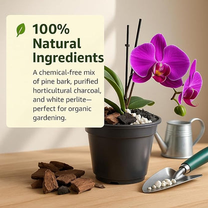 Premium Orchid Potting Mix – Hand-Blended Pine Bark, Charcoal & Perlite, Orchid Soil for Aeration, Humidity & Drainage, 4 Qt Bag – by SMG All you need, in one click