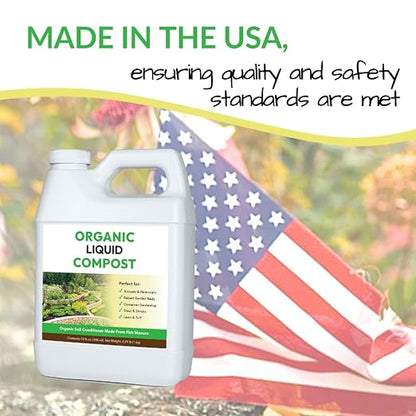 Organic Liquid Compost: Fast-Acting Alternative to Messy and Smelly Composting | Compost Tea Concentrate Perfect for Brewing Compost Teas (1 Gallon, Treats Up to 20,000 Sq.Feet)
