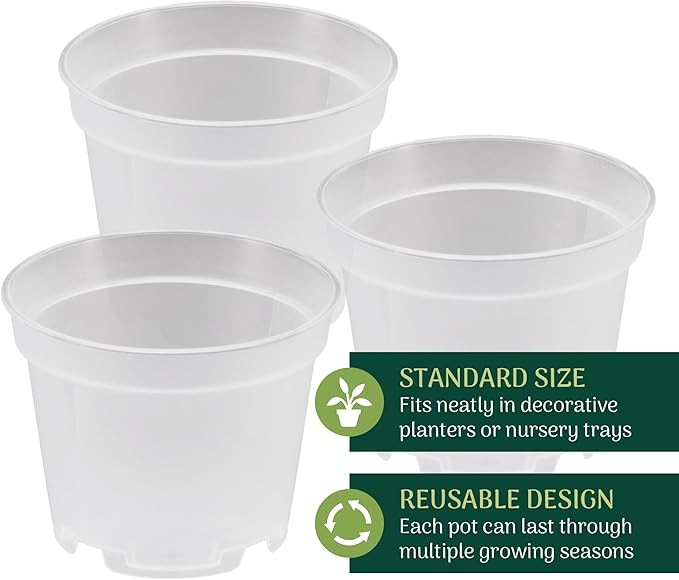 Arcadia Garden Products [25-Pack [2-inch ] Clear Nursery Pot with Drainage Holes, Heavy Duty Plastic Injection Mold Transparent Grow Pot for Orchids, Seedlings, Plant Cuttings, Clear