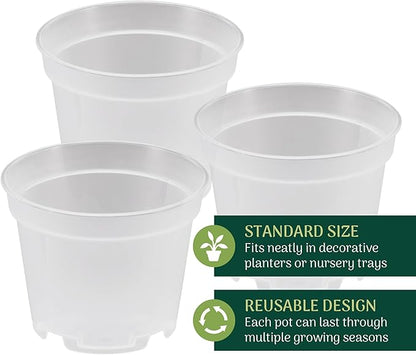 Arcadia Garden Products [25-Pack [2-inch ] Clear Nursery Pot with Drainage Holes, Heavy Duty Plastic Injection Mold Transparent Grow Pot for Orchids, Seedlings, Plant Cuttings, Clear