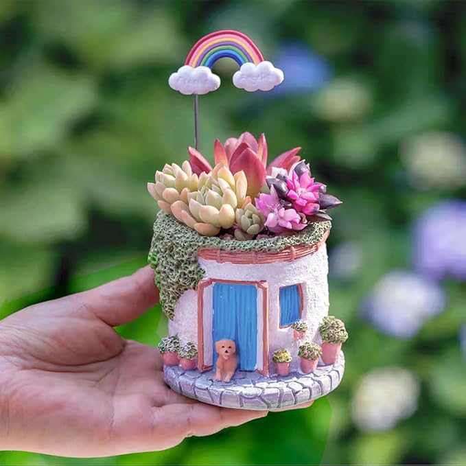 Creative Garden House Plants Flower Pot with Drainage Holes,Cute Dog Succulent Plant Pot Decorated Desk,Garden,Living Room