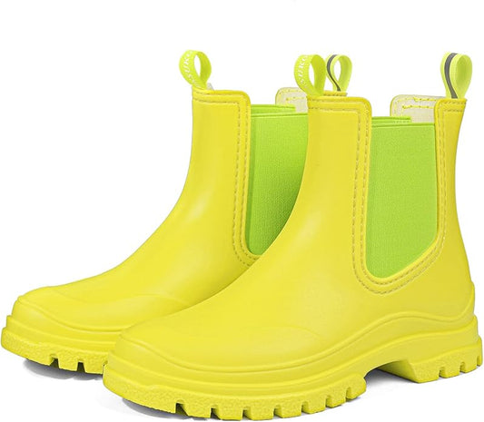 DKSUKO Rain Boots Women Waterproof Chelsea Boots Ankle Garden Shoes for Ladies Rubber Short Rainboots with Removable Comfort Insole for Outdoor Work Deck Mud Boots