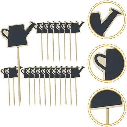 Decoraciones para Salas De Casa Mini Wood Chalkboard Stakes 20pcs Gardening Plant Tags Blackboard Garden Labels Faucet Shaped Yard Stake Flower Tags Plants Sticks for Lawn
