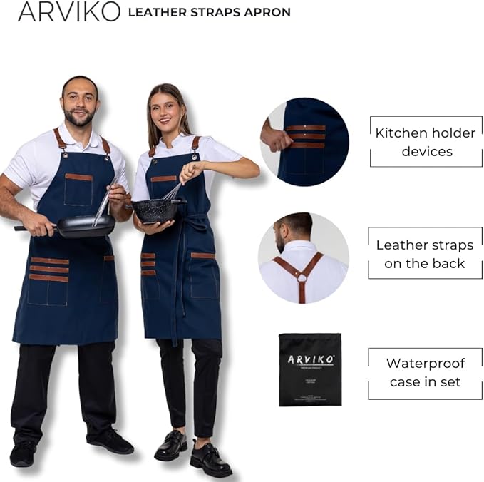 Unisex Western Bib Apron with Leather Straps One Size