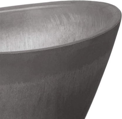 PSW Pot Collection YB41CT Plastic/Stone/Wood Composite Curved Planter Pot – No Drainage Hole (Drillable), for Indoor and Outdoor Plants and Gardens, 16-inch, Cement Gray