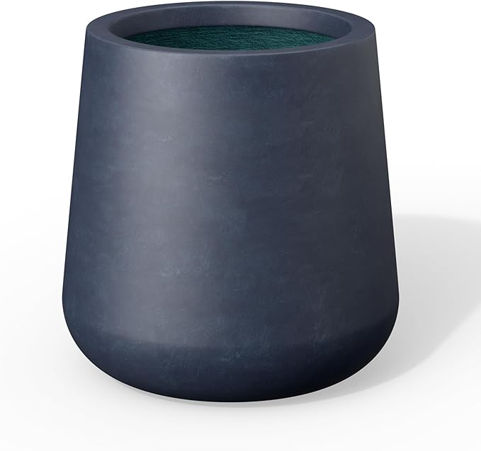 Kante Large Round Concrete Planter, 17.3" Dia Classic-Style Plant Pot with Drainage Hole, Ideal for Home, Patio, Garden, Flowers, Trees, Charcoal Finish with Painted Interior