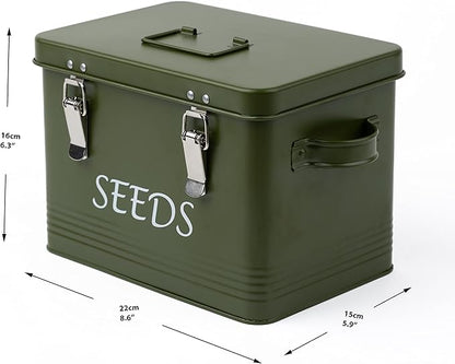 Seed Storage Box Garden Seed Packet Storage Organizer Seed box with dividers, Comes with 10 Seed envelopes, 10 Plant Labels