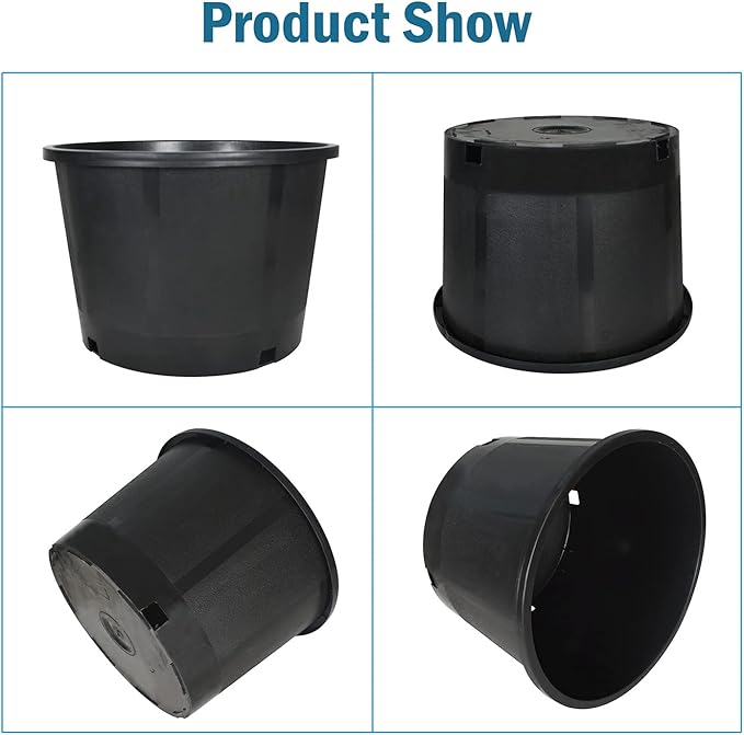 10-Pack 2 Gallon Squat Round Premium Nursery Pot Plant Flower Seedling Container Garden Planter Pots for Indoor Outdoor Plants Flower Vegetables Black (2 Gallon Squat)