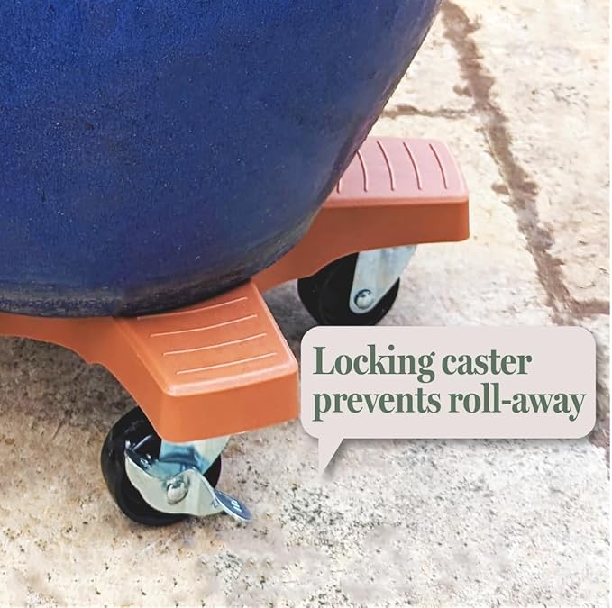 Bosmere 20" Plant Caddie - Heavy-Duty Rolling Plant Stand with Locking Wheels, 500 lb Capacity – Durable Plant Caddy for Indoor/Outdoor Use, Terra Cotta