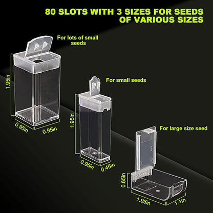 BigKing Seed Organizer Storage Box, 80 Slots Plastic Container With Label Stickers and Useful Accessories for Flower and Vegetable Seeds (3 Sizes)