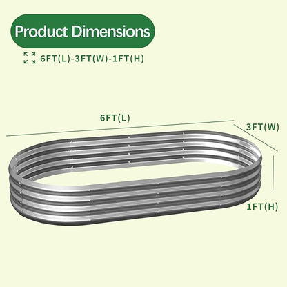 Galvanized Garden Bed kit for Vegetables/Herbs/Flowers (6X3X1)