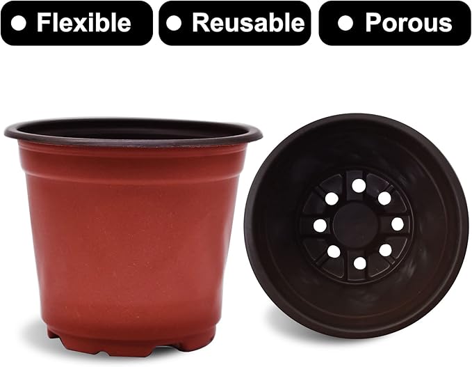 WFLNHB 100 Pack 3.5 Inch Nursery Pots Plastic Plant Pots Flexible Seedling Pot for Indoor and Outdoor Use