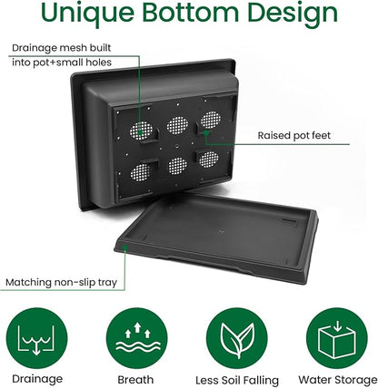 GROWNEER 3Pcs 18 Inch Bonsai Training Pots Large Bonsai Tree Starter Pot Kits with Drainage Humidity Trays & Repotting Mat, Flower Growing Planter Set for Garden Indoor Outdoor