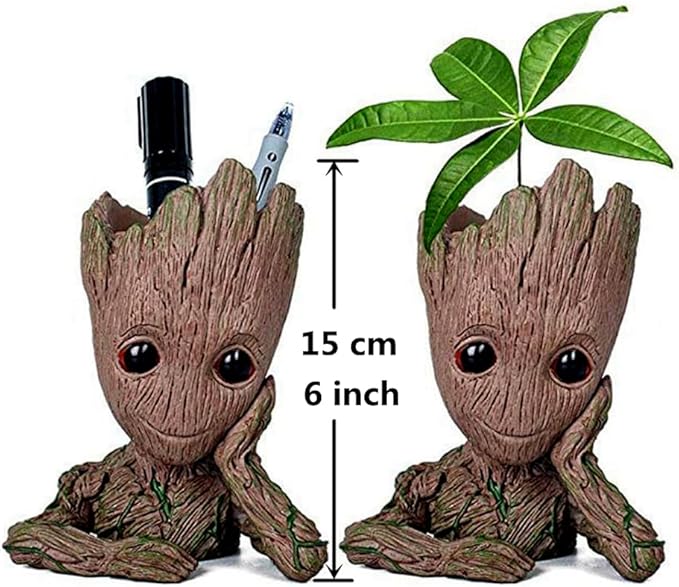 6'' Baby Groot Flowerpot Succulent Planter Pot Pen Holder Cute Desk Decor Garden Home Gift for Friends Kids Indoor Plants