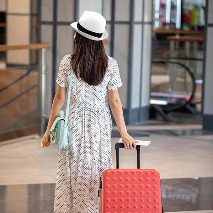 DRESHOW Women Straw Panama Hat Travel Fedora Beach Sun Hat Summer Wide Brim Straw Roll up Hat UPF 50+