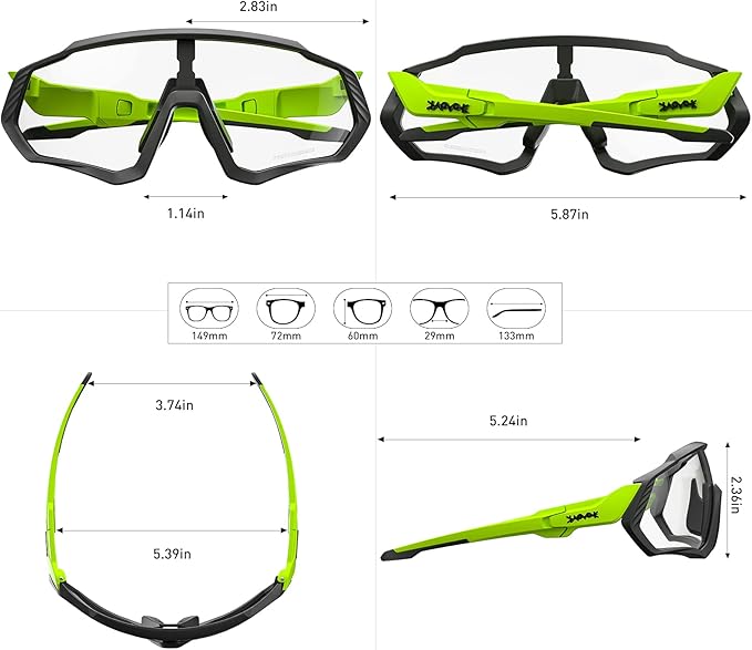 KAPVOE Photochromic Cycling Glasses Men Women Mountain Bike Sunglasses Clear MTB Bicycle Riding - K9408