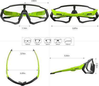 KAPVOE Photochromic Cycling Glasses Men Women Mountain Bike Sunglasses Clear MTB Bicycle Riding - K9408